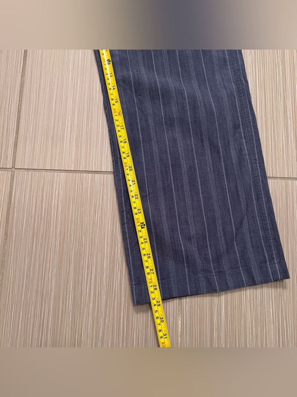 LL Bean Favorite Fit Pants cotton striped navy - Picture 11 of 14